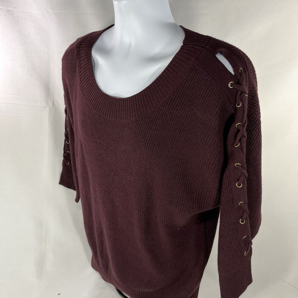 SOHO NEW YORK AND COMPANY SWEATER TOP WOMENS MEDIUM RED 3/4 SLEEVE NWT NEW - Picture 3 of 13